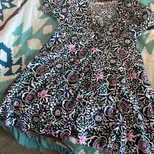 Marine Layer Camila Mini Dress, floral dress, black size XL, linen